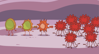 Unhealthy cells entering body graphic