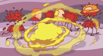 Chemotherapy destroying growing cancer cells graphic